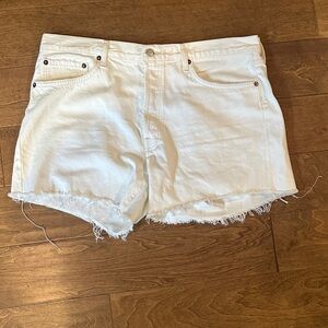 Parker White Jean Shorts with Frayed Hem